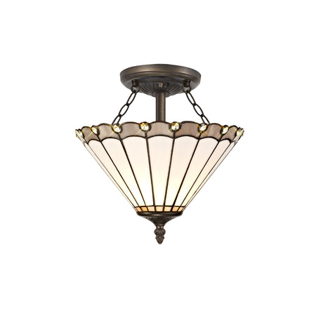 MAH0927 Mahasim Semi Ceiling Kit 2 Light in a Aged Antique Brass Finish