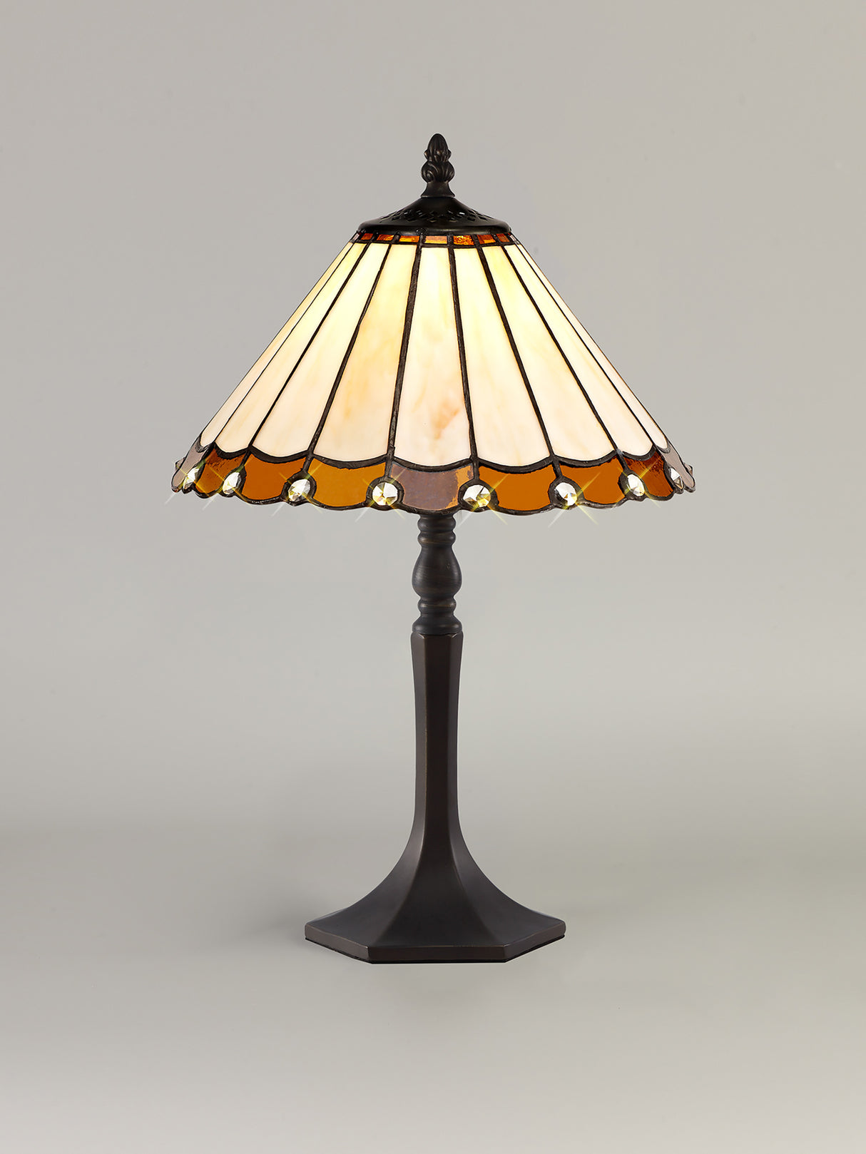 MAH3827 Mahasim 48cm Octagonal Table Lamp 1 Light in a Aged Antique Brass Finish