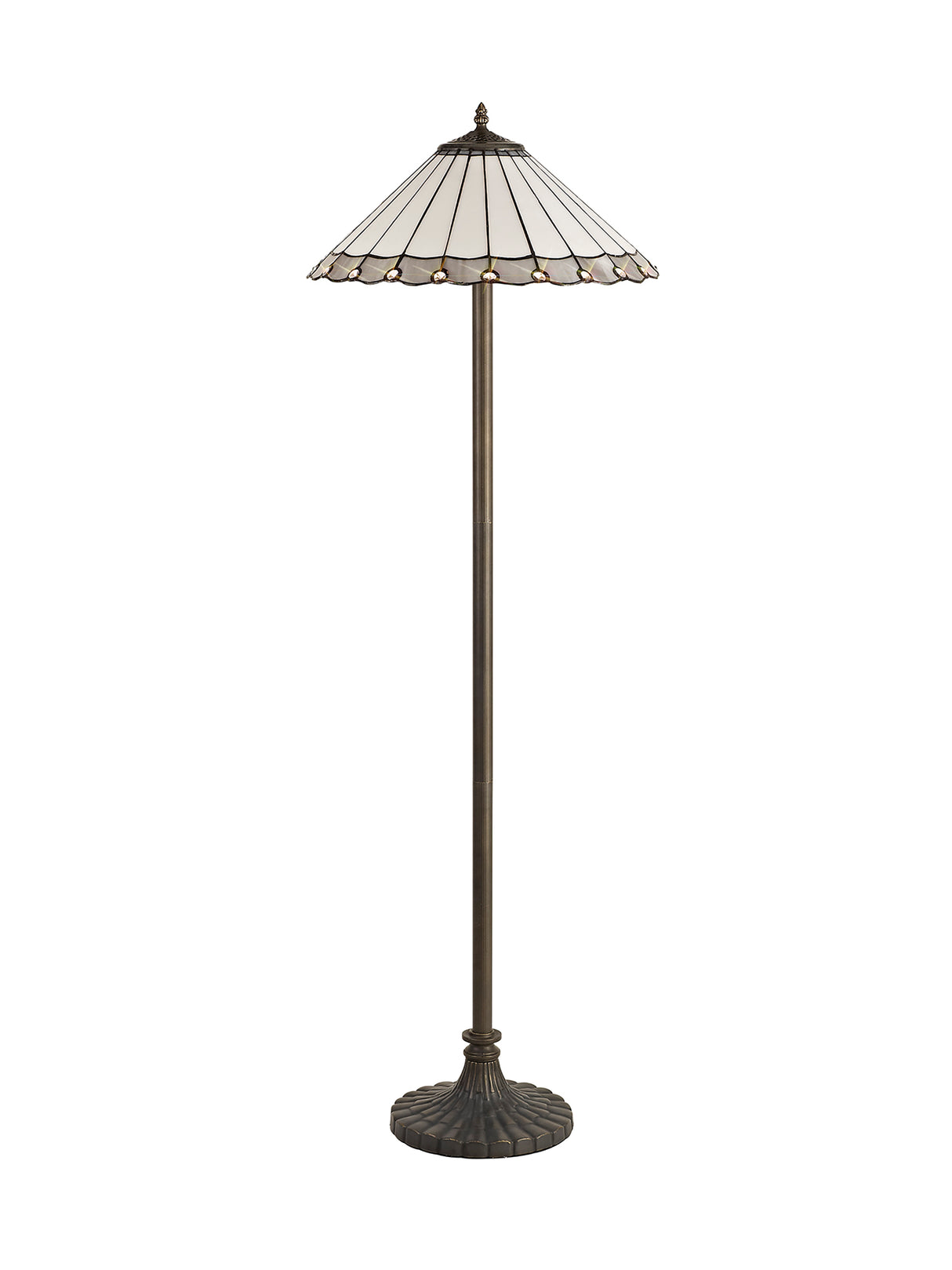 MAH6927 Mahasim 160cm Stepped Design Floor Lamp 2 Light in a Aged Antique Brass Finish