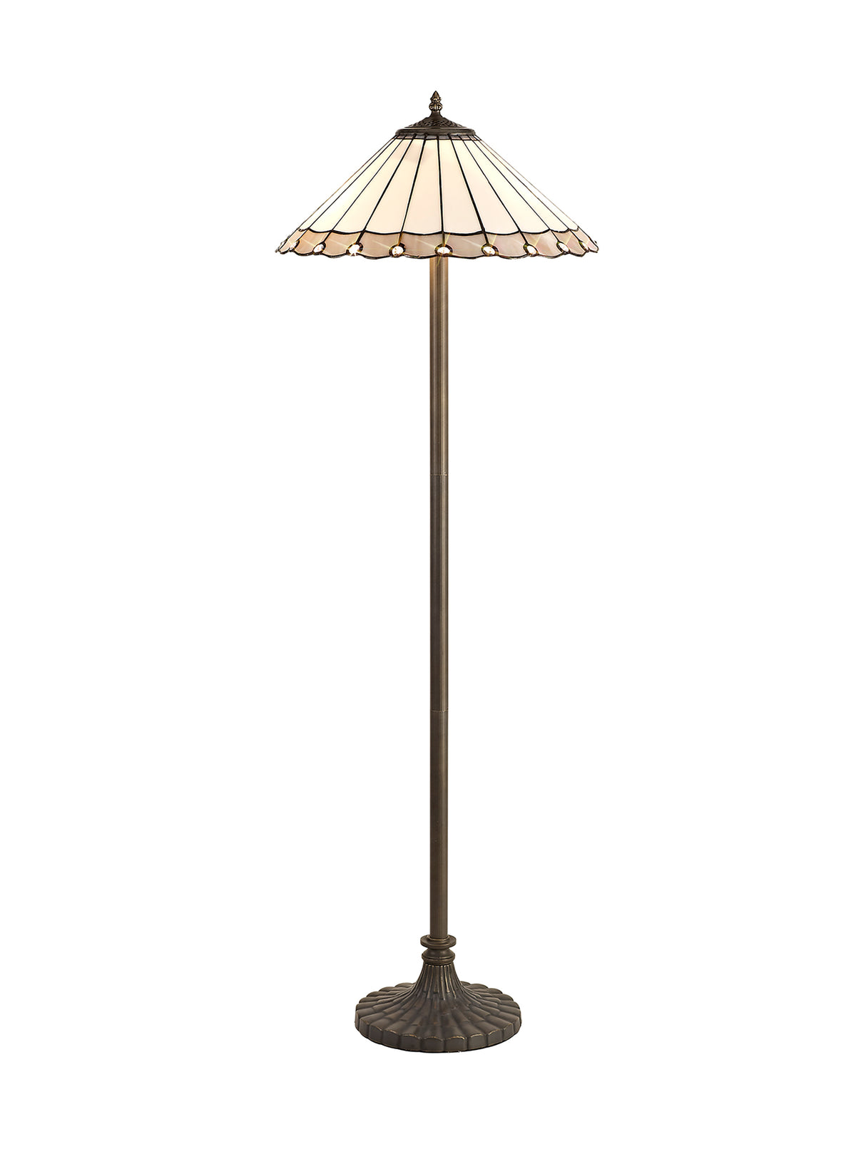 MAH6927 Mahasim 160cm Stepped Design Floor Lamp 2 Light in a Aged Antique Brass Finish