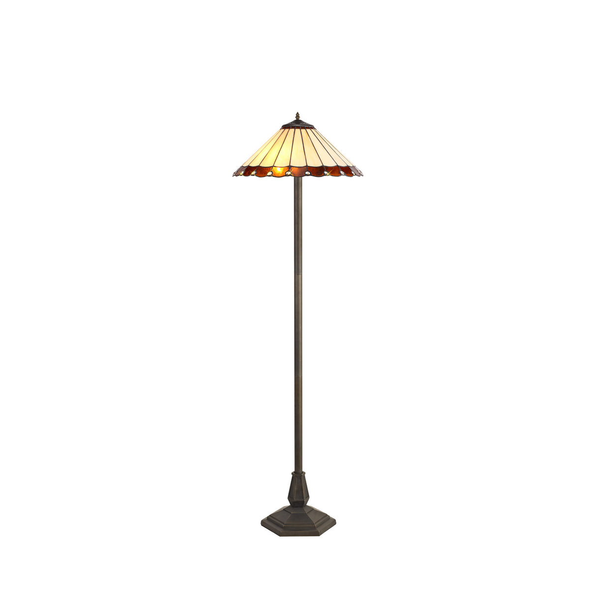 MAH4927 Mahasim 158cm Octagonal Floor Lamp 2 Light in a Aged Antique Brass Finish