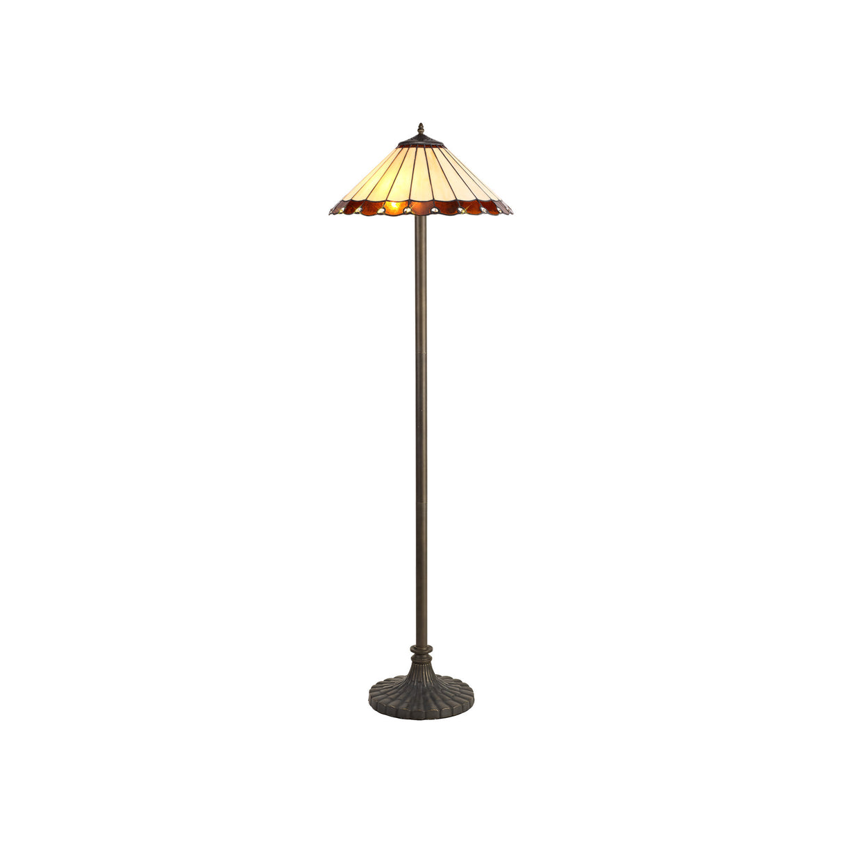 MAH6927 Mahasim 160cm Stepped Design Floor Lamp 2 Light in a Aged Antique Brass Finish