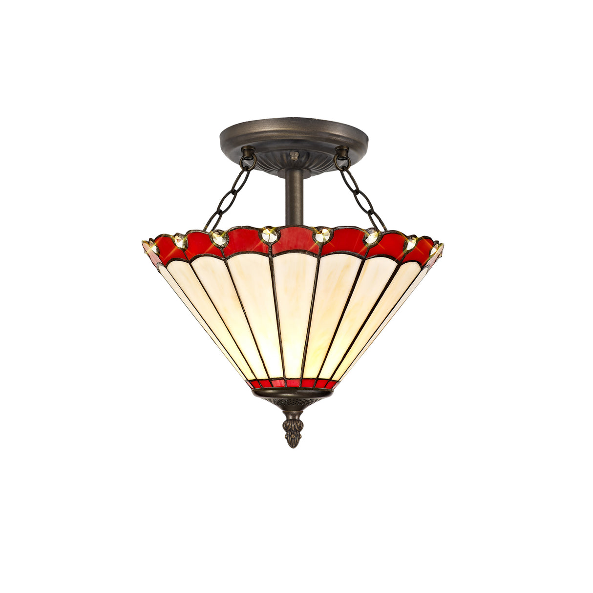 UKL6427 Uklun 30cm Non-Electric Shade in a Red/Cream/Black/Clear Finish and Clear Crystal