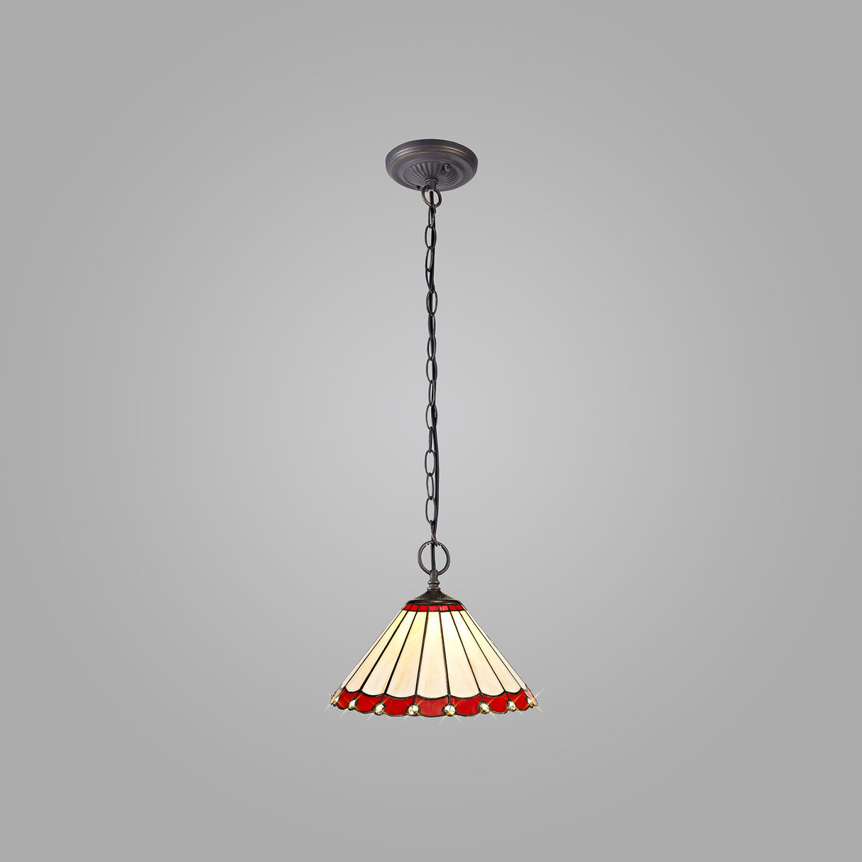 UKL6427 Uklun 30cm Non-Electric Shade in a Red/Cream/Black/Clear Finish and Clear Crystal