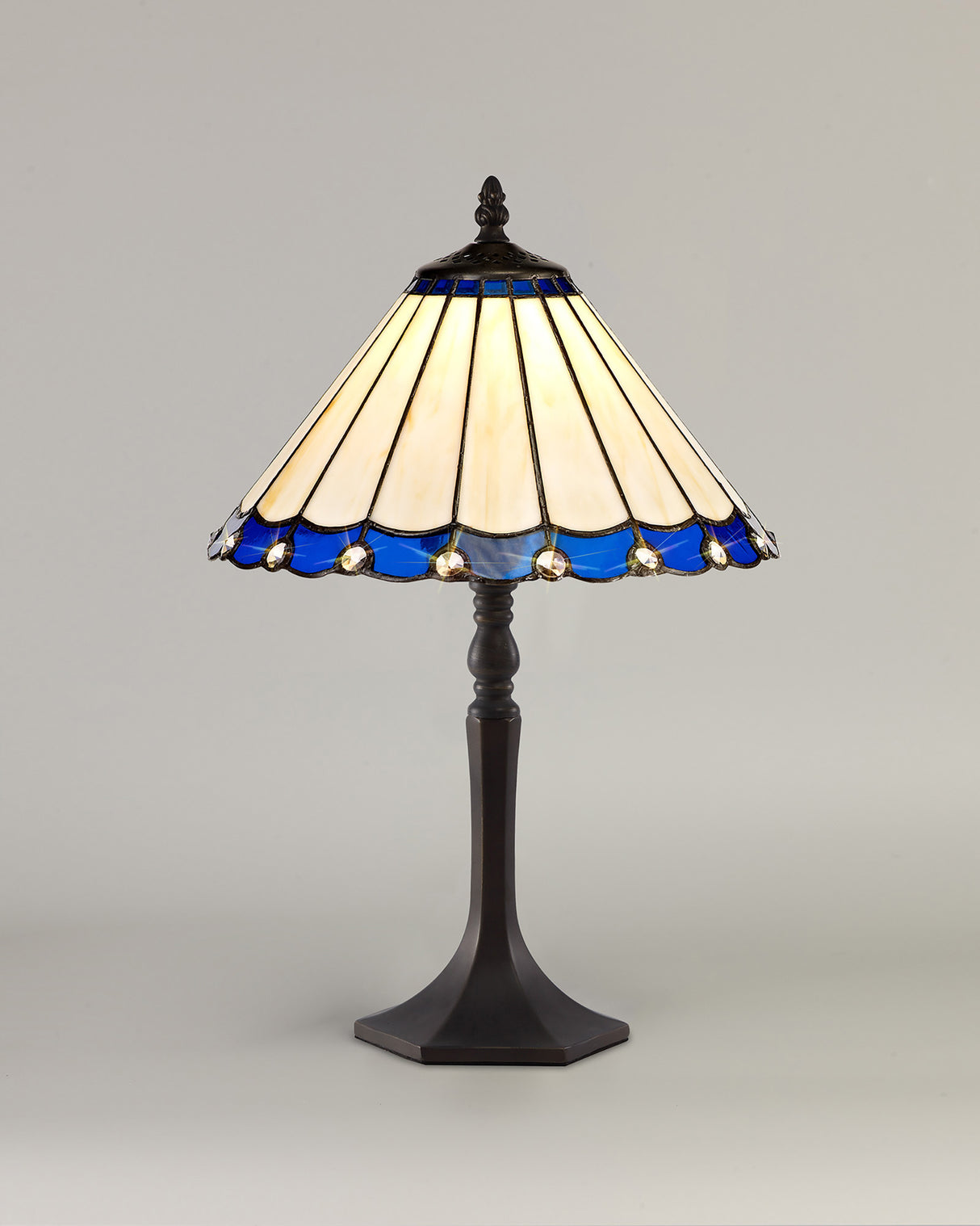 UKL9427 Uklun 30cm Non-Electric Shade in a Blue/Cream/Black/Clear Finish and Clear Crystal