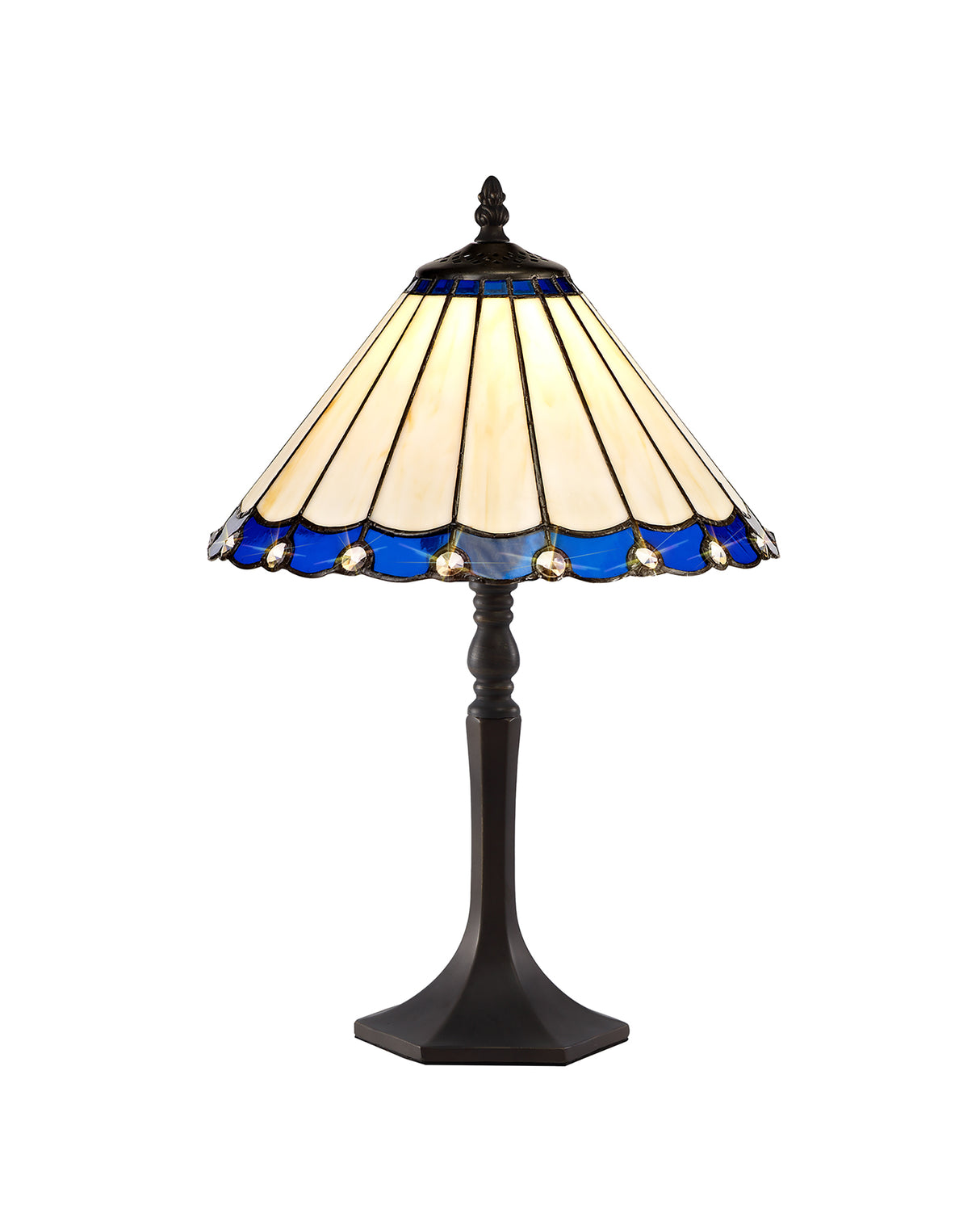 UKL9427 Uklun 30cm Non-Electric Shade in a Blue/Cream/Black/Clear Finish and Clear Crystal