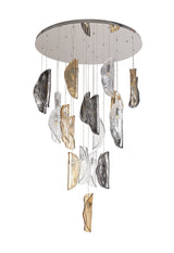 WAS0687 Wassat Pendant 21 Light (28.1kg) in a Chrome/Amber/Clear/Smoked Finish