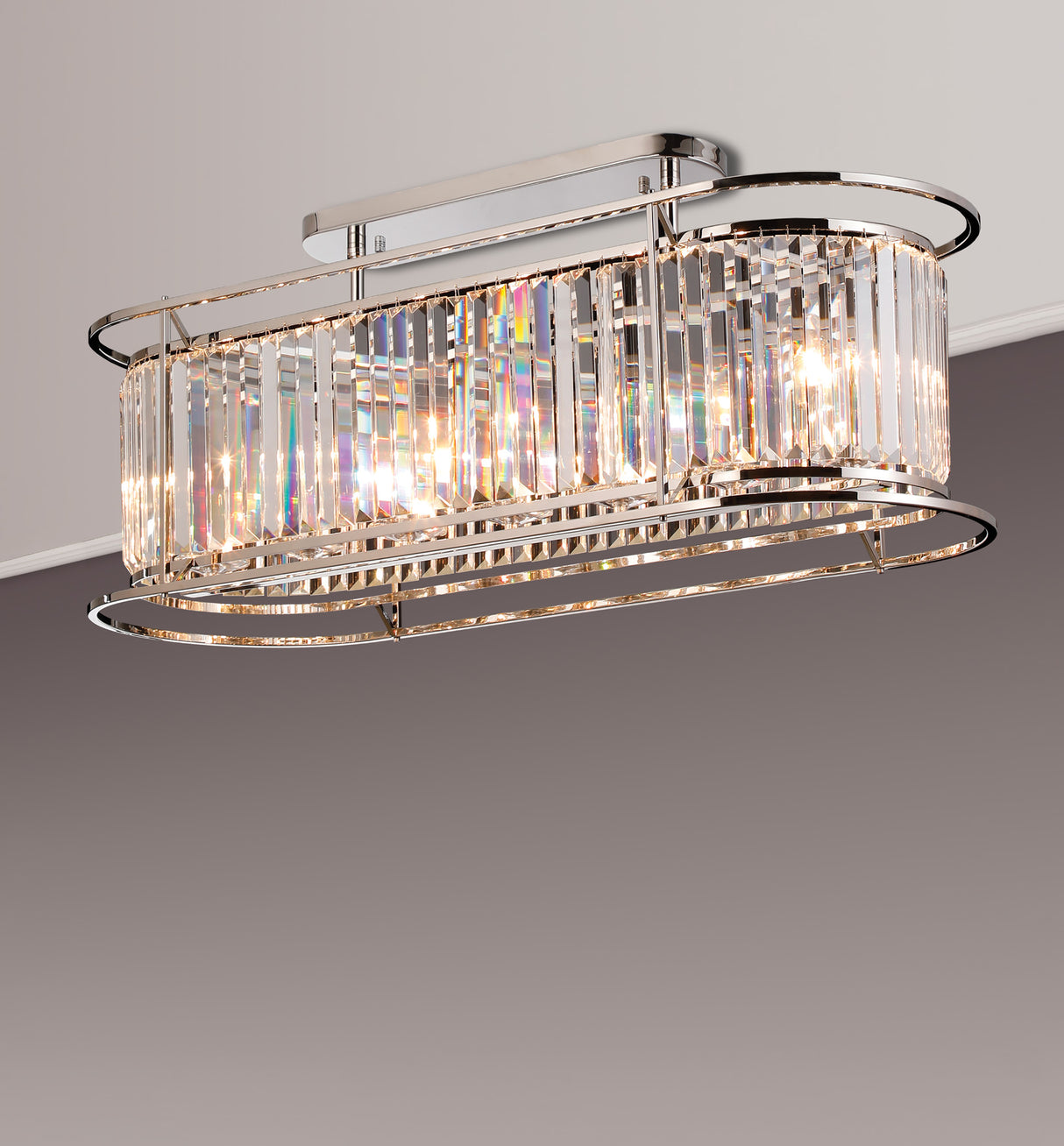 ROY0219 Royal 6 Light Tier Crystal Ceiling Pendant Polished Nickel