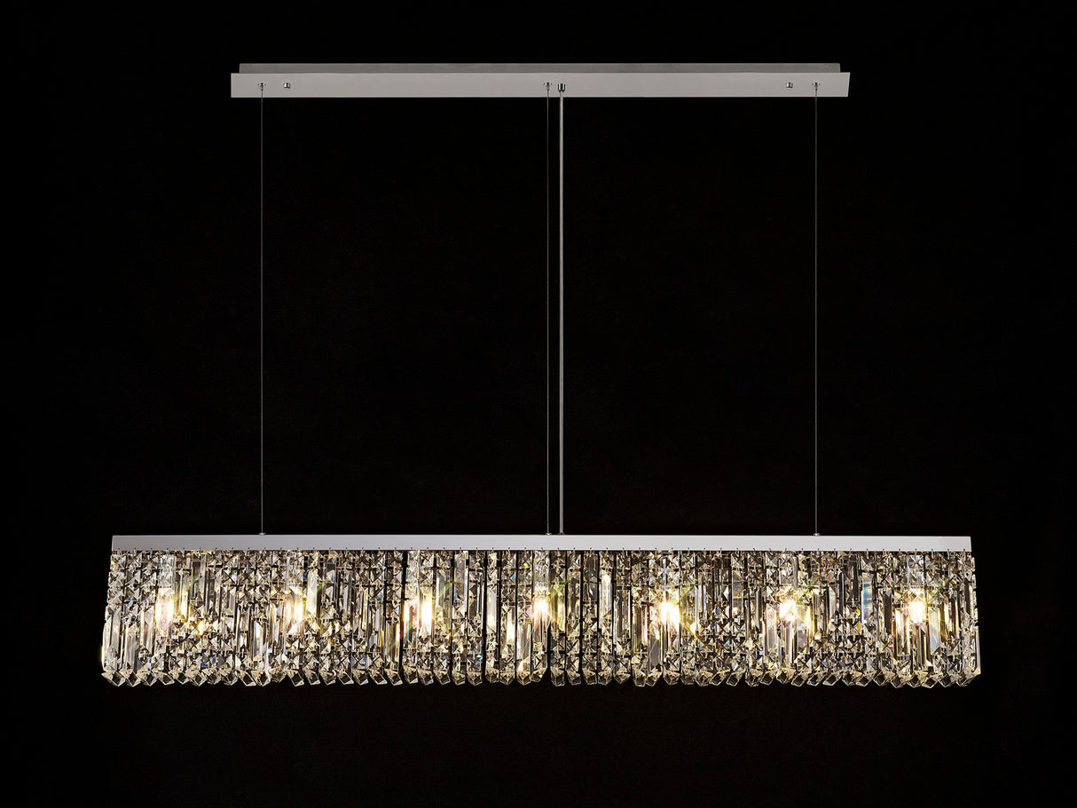 ZOS0187 Zosma Large Linear Pendant 7 Light in a Polished Chrome Finish and Clear Crystal