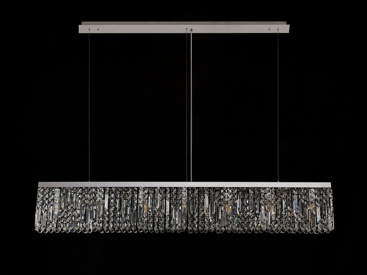 ZOS0187 Zosma Large Linear Pendant 7 Light in a Polished Chrome Finish and Clear Crystal