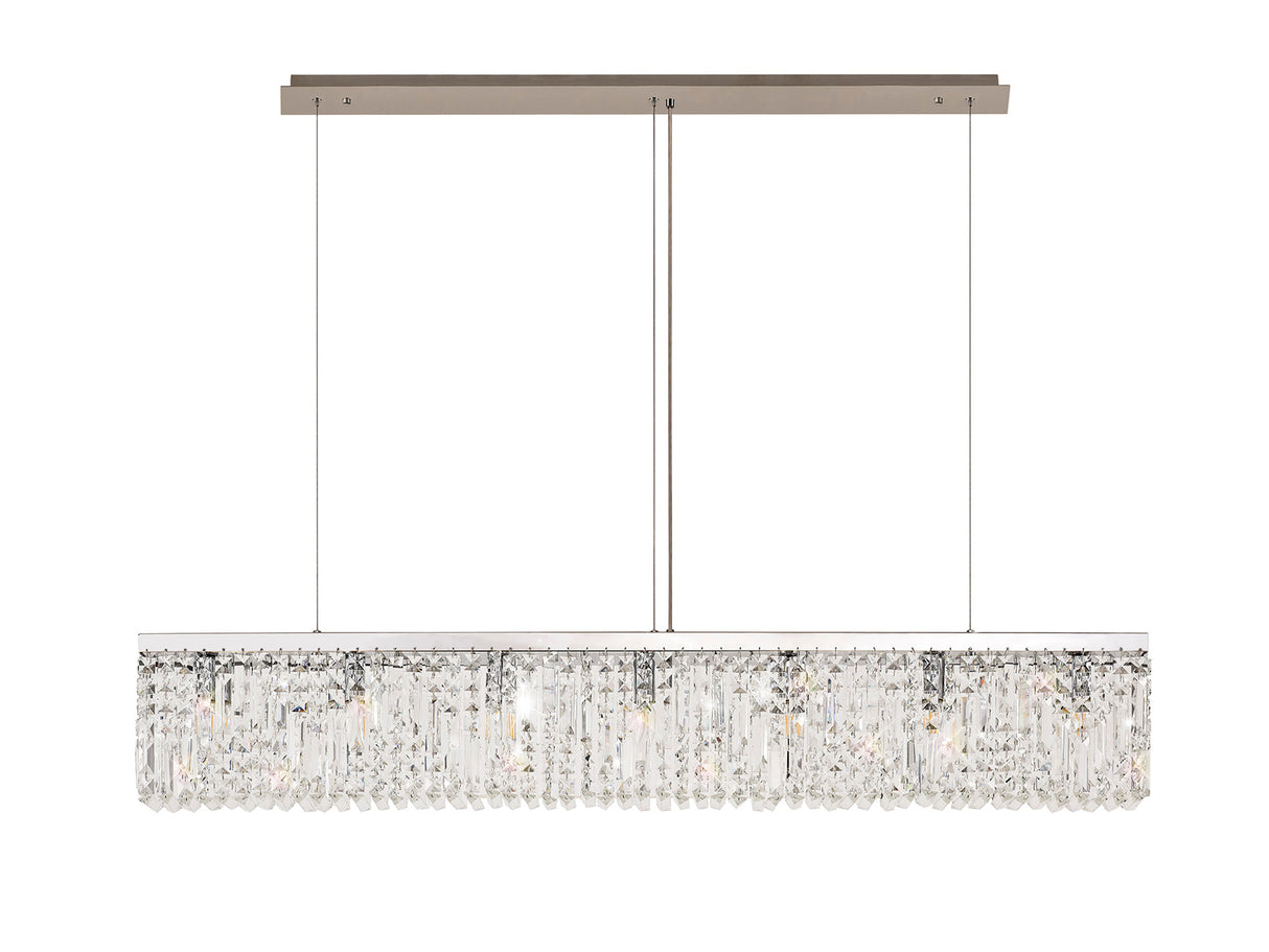 ZOS0187 Zosma Large Linear Pendant 7 Light in a Polished Chrome Finish and Clear Crystal