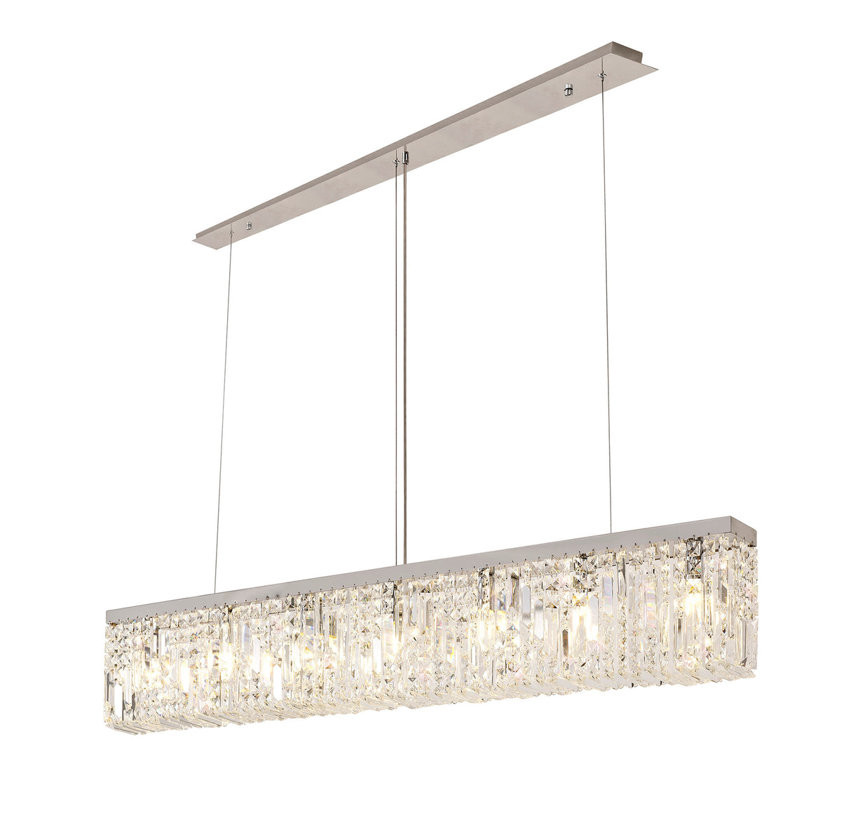 ZOS0187 Zosma Large Linear Pendant 7 Light in a Polished Chrome Finish and Clear Crystal