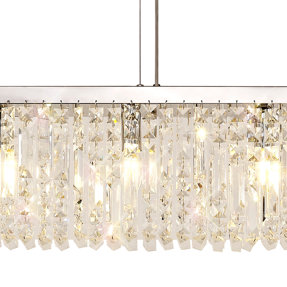 ZOS0187 Zosma Large Linear Pendant 7 Light in a Polished Chrome Finish and Clear Crystal