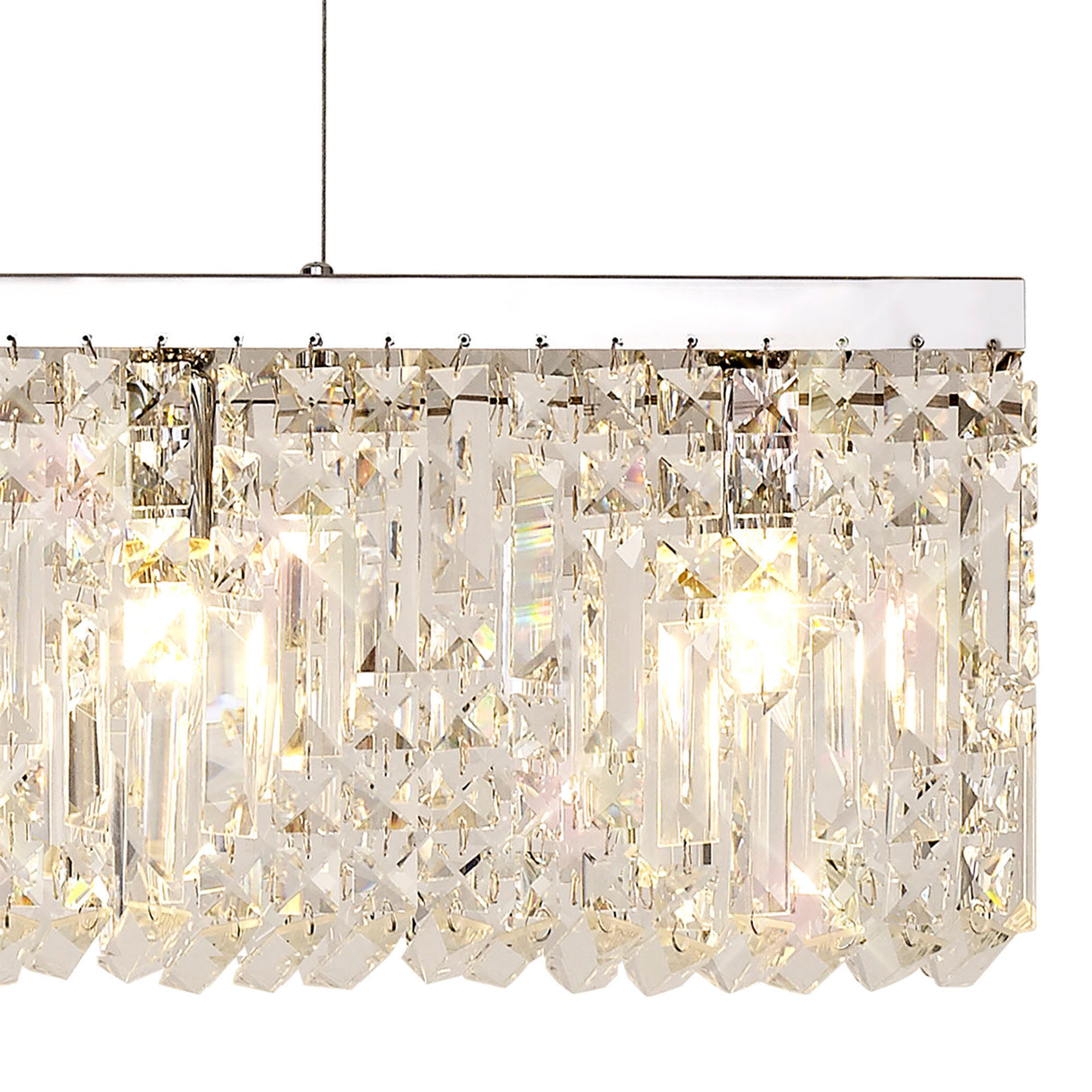 ZOS0187 Zosma Large Linear Pendant 7 Light in a Polished Chrome Finish and Clear Crystal