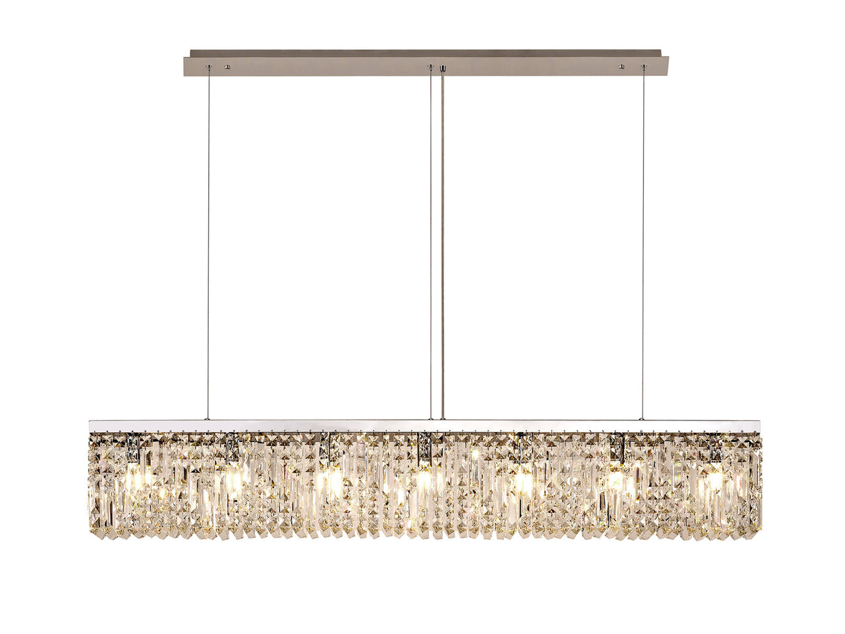 ZOS0187 Zosma Large Linear Pendant 7 Light in a Polished Chrome Finish and Clear Crystal