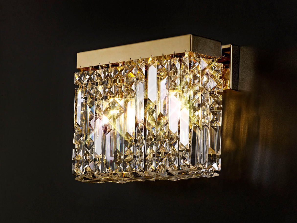 ZOS0287 Zosma Wall Lamp 2 Light in a Gold Finish and Clear Crystal