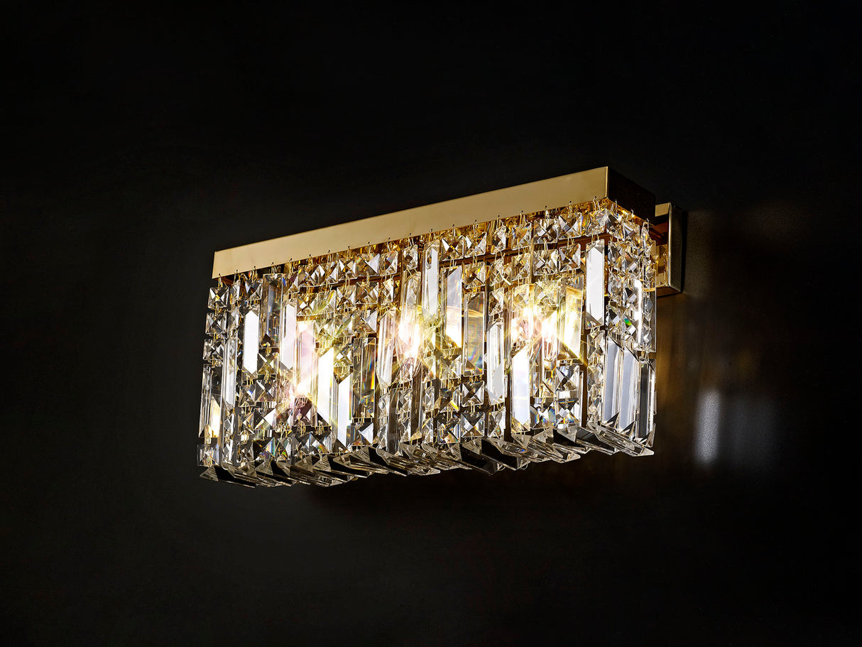 ZOS1287 Zosma Wall Lamp 3 Light in a Gold Finish and Clear Crystal