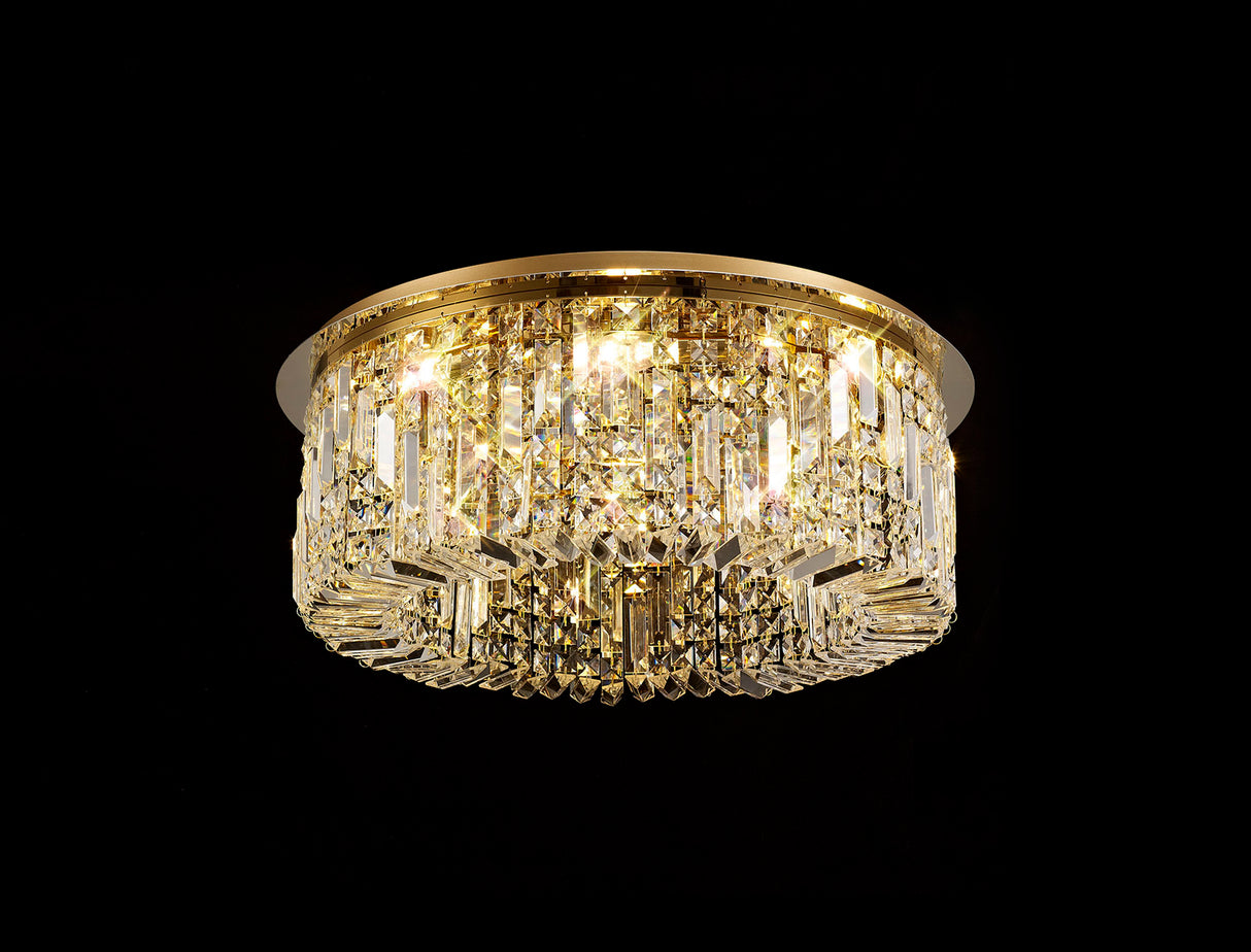 ZOS4187 Zosma Medium Ceiling 8 Light in a Gold Finish and Clear Crystal