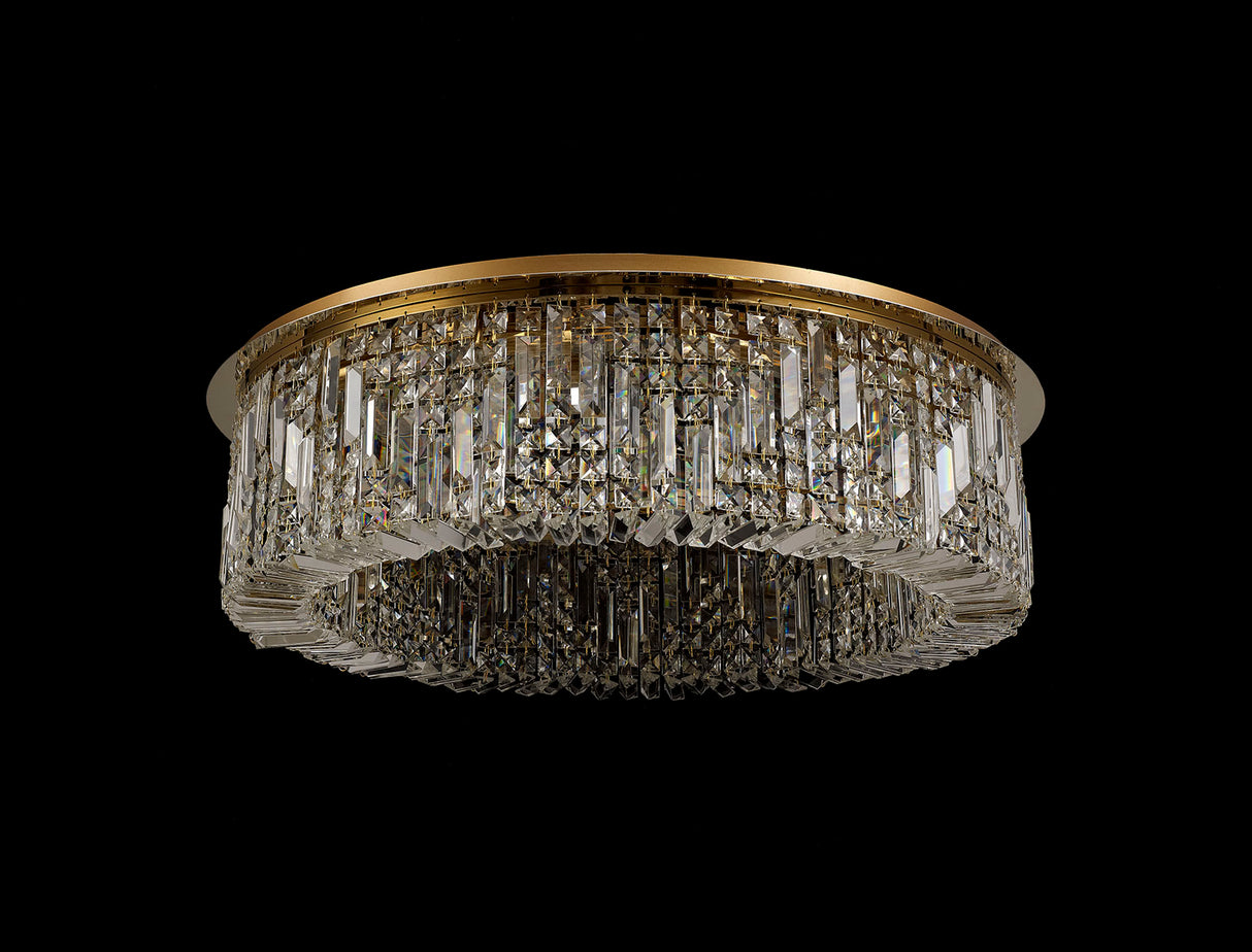 ZOS5187 Zosma Large Ceiling 12 Light (21kg) in a Gold Finish and Clear Crystal