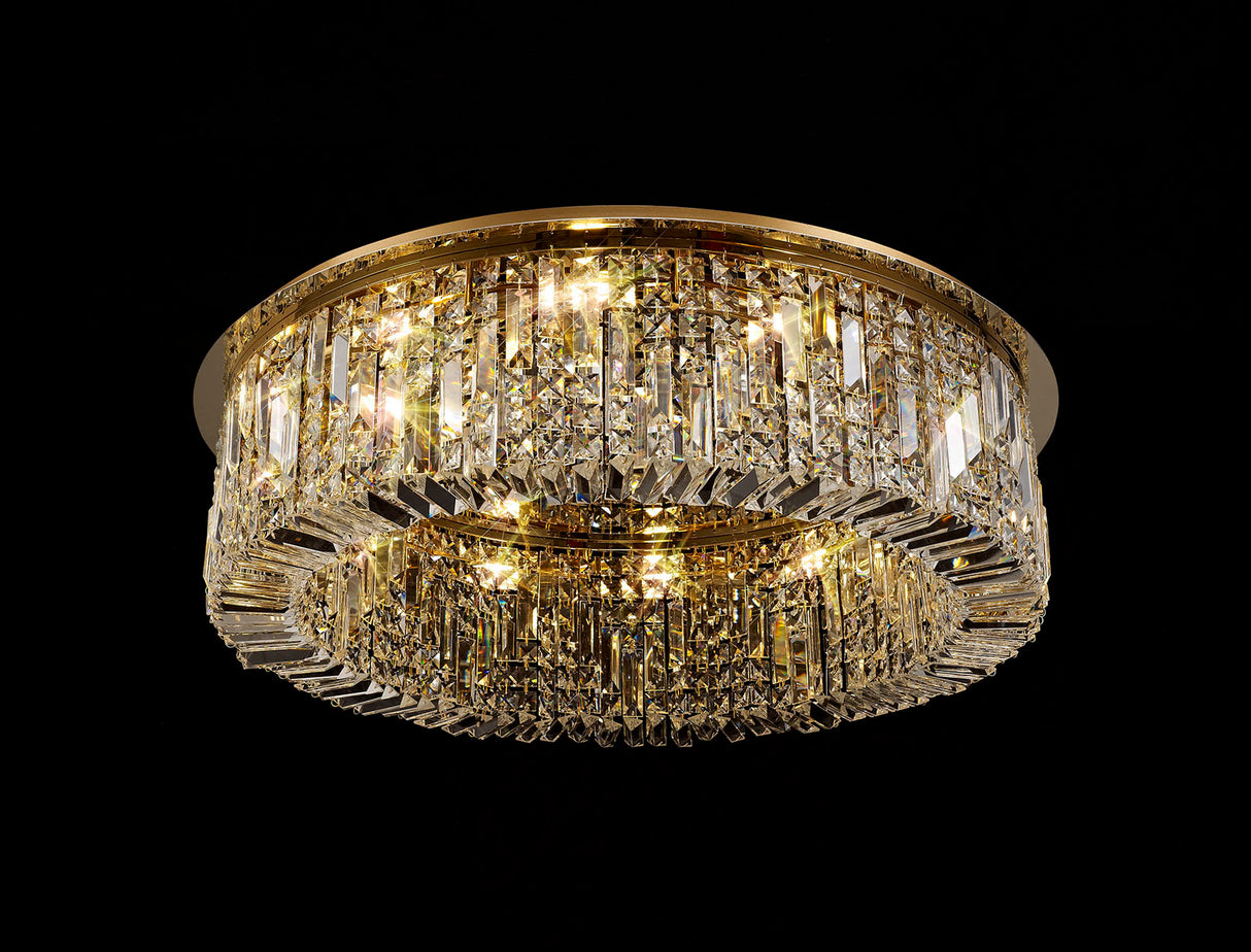 ZOS5187 Zosma Large Ceiling 12 Light (21kg) in a Gold Finish and Clear Crystal