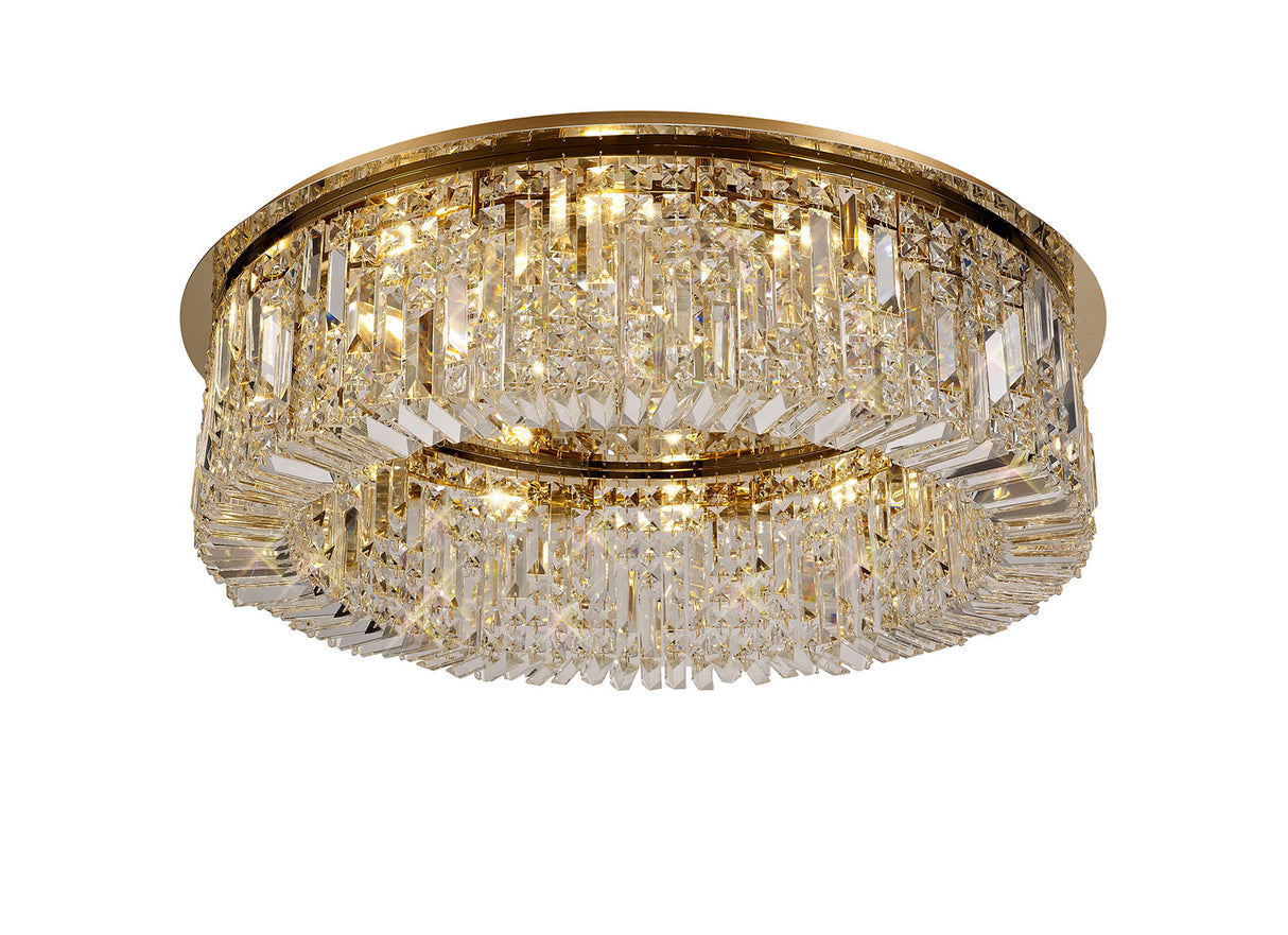 ZOS5187 Zosma Large Ceiling 12 Light (21kg) in a Gold Finish and Clear Crystal