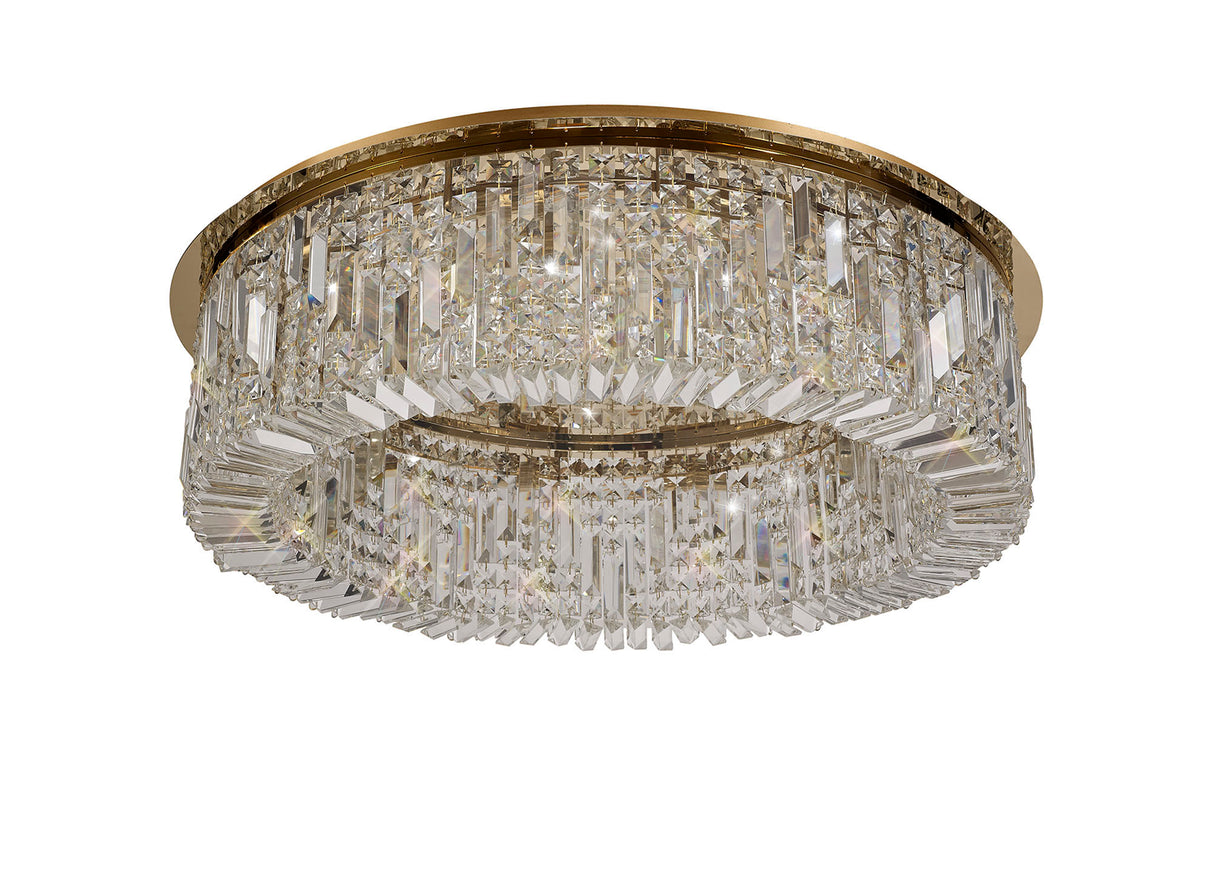 ZOS5187 Zosma Large Ceiling 12 Light (21kg) in a Gold Finish and Clear Crystal