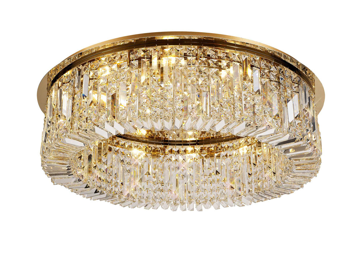 ZOS5187 Zosma Large Ceiling 12 Light (21kg) in a Gold Finish and Clear Crystal