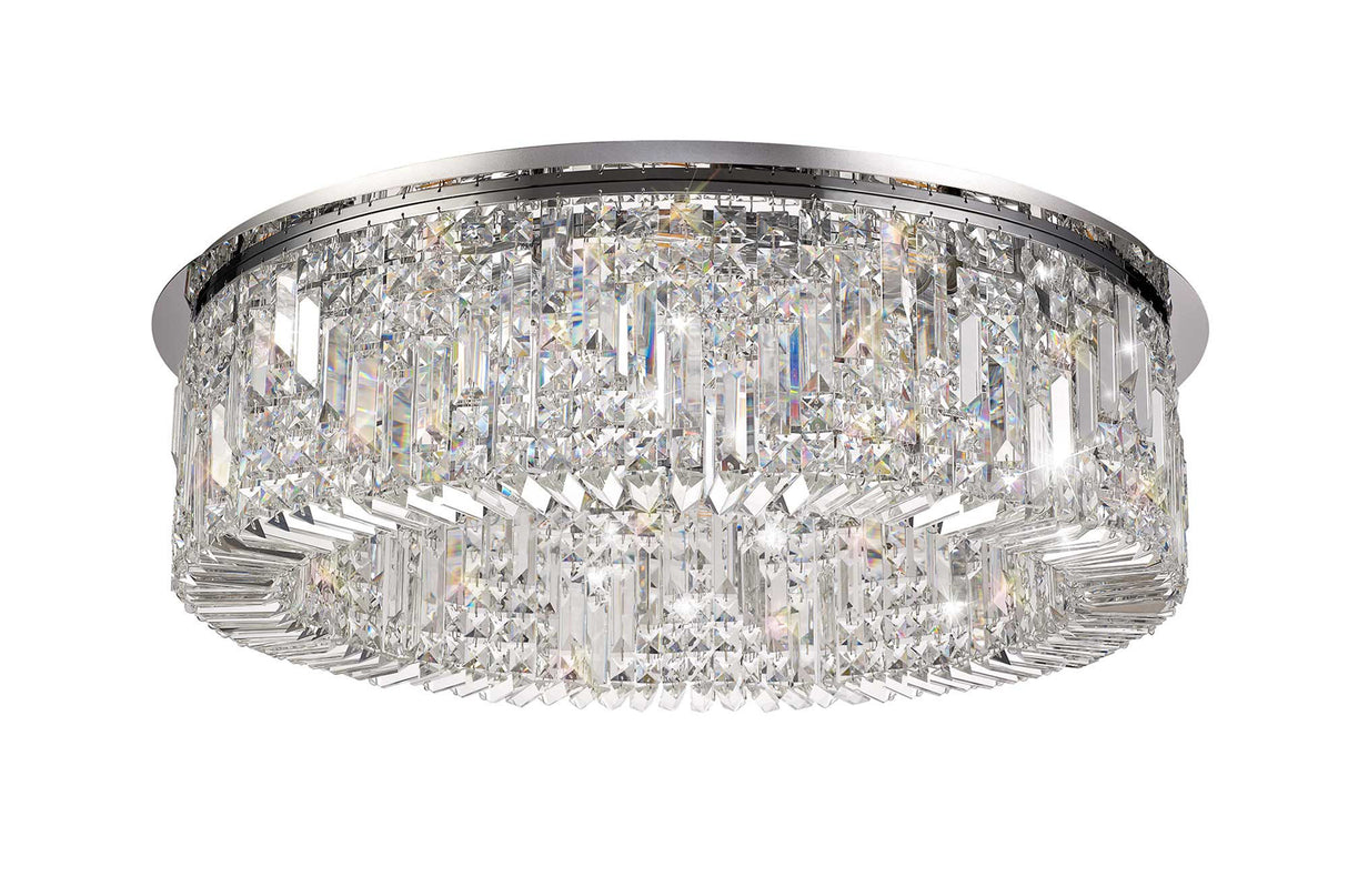 ZOS6087 Zosma Large Ceiling 12 Light (21kg) in a Polished Chrome Finish and Clear Crystal