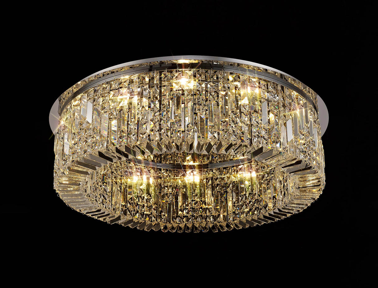 ZOS6087 Zosma Large Ceiling 12 Light (21kg) in a Polished Chrome Finish and Clear Crystal