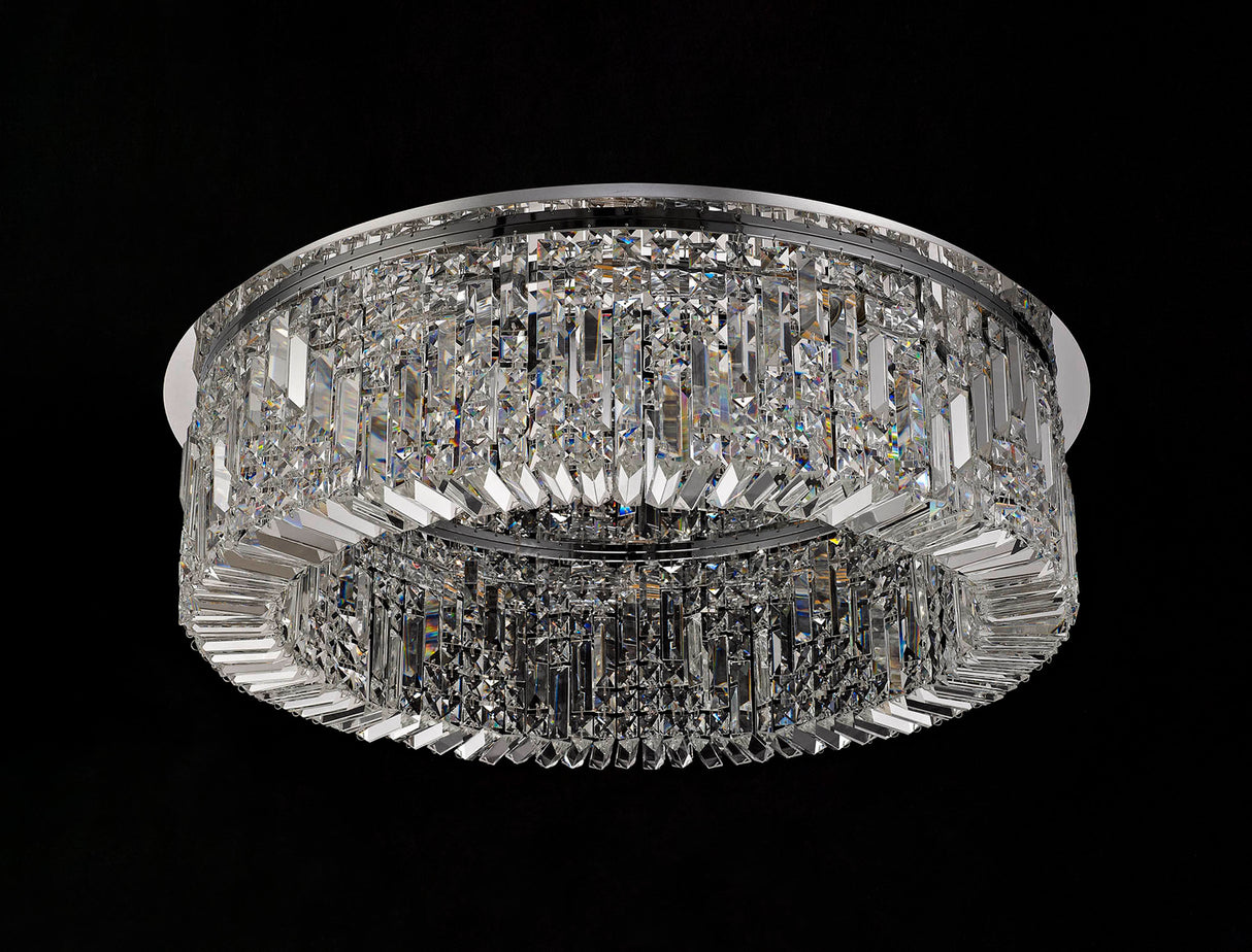 ZOS6087 Zosma Large Ceiling 12 Light (21kg) in a Polished Chrome Finish and Clear Crystal