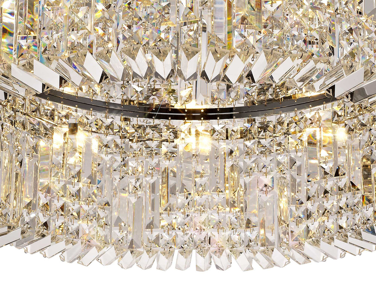 ZOS6087 Zosma Large Ceiling 12 Light (21kg) in a Polished Chrome Finish and Clear Crystal