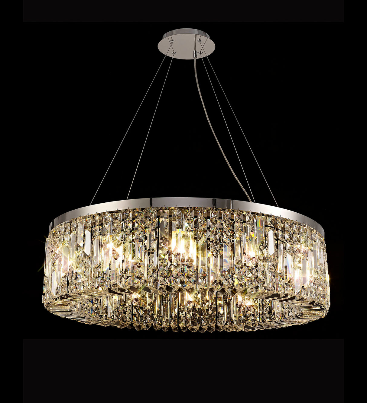 ZOS8087 Zosma Large Pendant 12 Light (16.8kg) in a Polished Chrome Finish and Clear Crystal