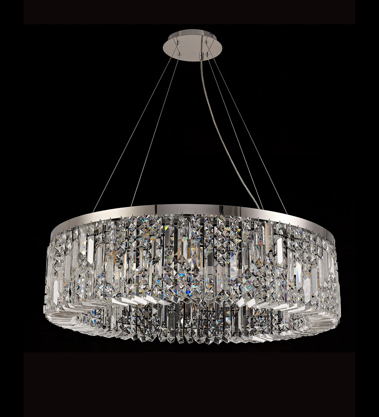 ZOS8087 Zosma Large Pendant 12 Light (16.8kg) in a Polished Chrome Finish and Clear Crystal