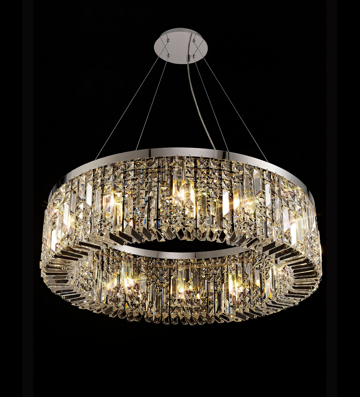 ZOS8087 Zosma Large Pendant 12 Light (16.8kg) in a Polished Chrome Finish and Clear Crystal