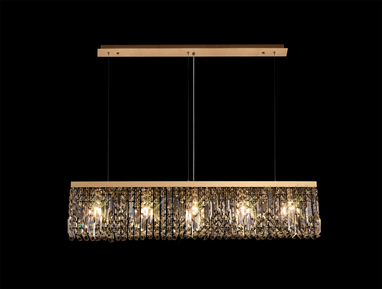 ZOS8187 Zosma Small Linear Pendant 5 Light in a Gold Finish and Clear Crystal