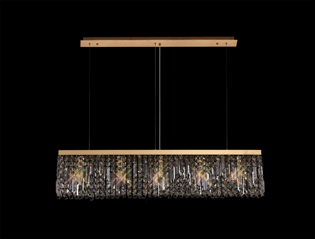 ZOS8187 Zosma Small Linear Pendant 5 Light in a Gold Finish and Clear Crystal