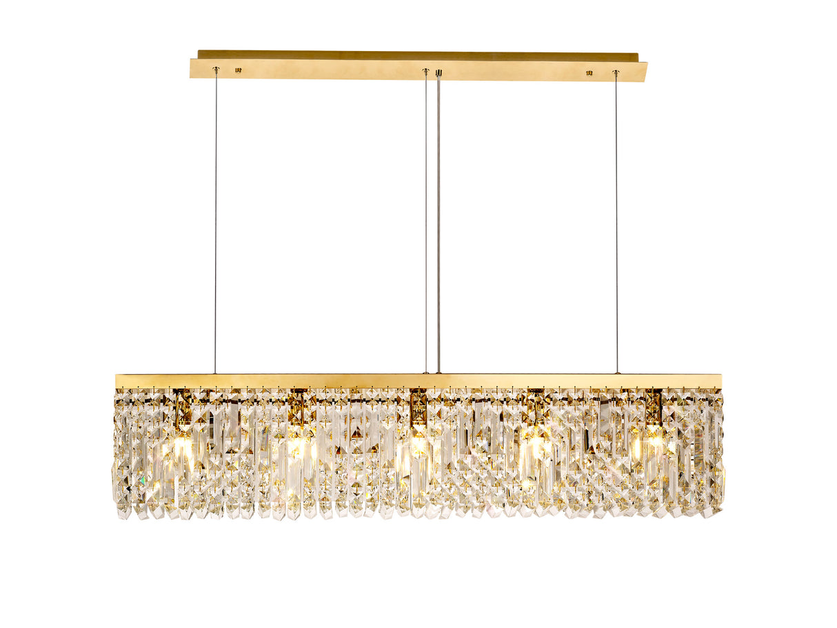 ZOS8187 Zosma Small Linear Pendant 5 Light in a Gold Finish and Clear Crystal