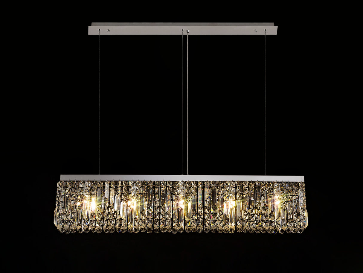 ZOS9087 Zosma Small Linear Pendant 5 Light in a Polished Chrome Finish and Clear Crystal