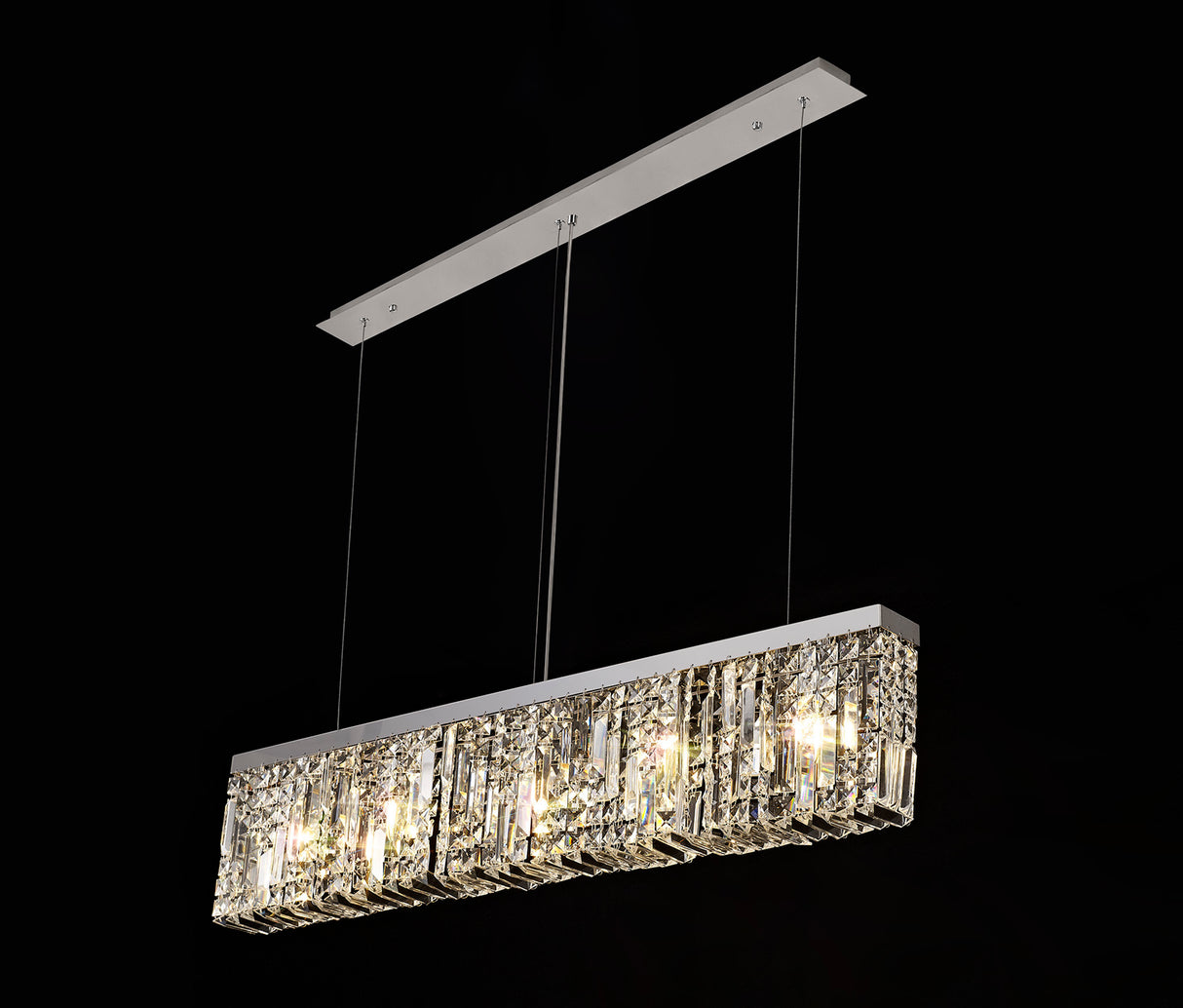 ZOS9087 Zosma Small Linear Pendant 5 Light in a Polished Chrome Finish and Clear Crystal