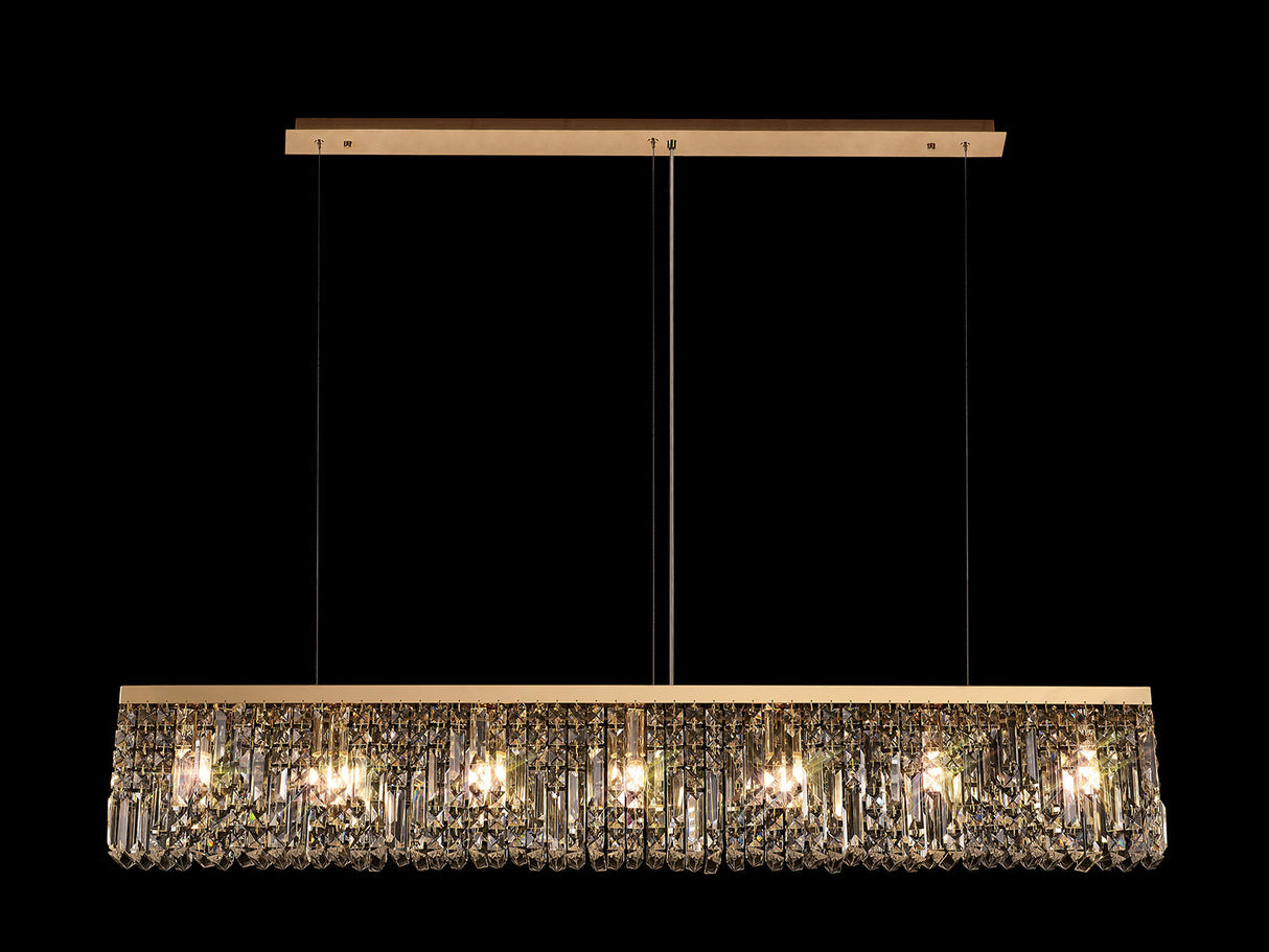 ZOS9187 Zosma Large Linear Pendant 7 Light in a Gold Finish and Clear Crystal