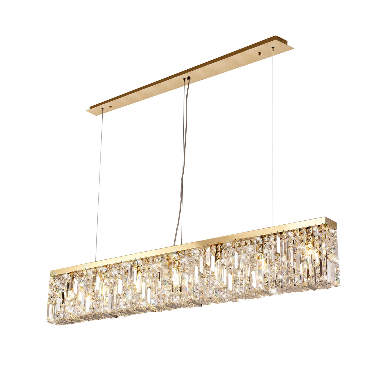 ZOS9187 Zosma Large Linear Pendant 7 Light in a Gold Finish and Clear Crystal