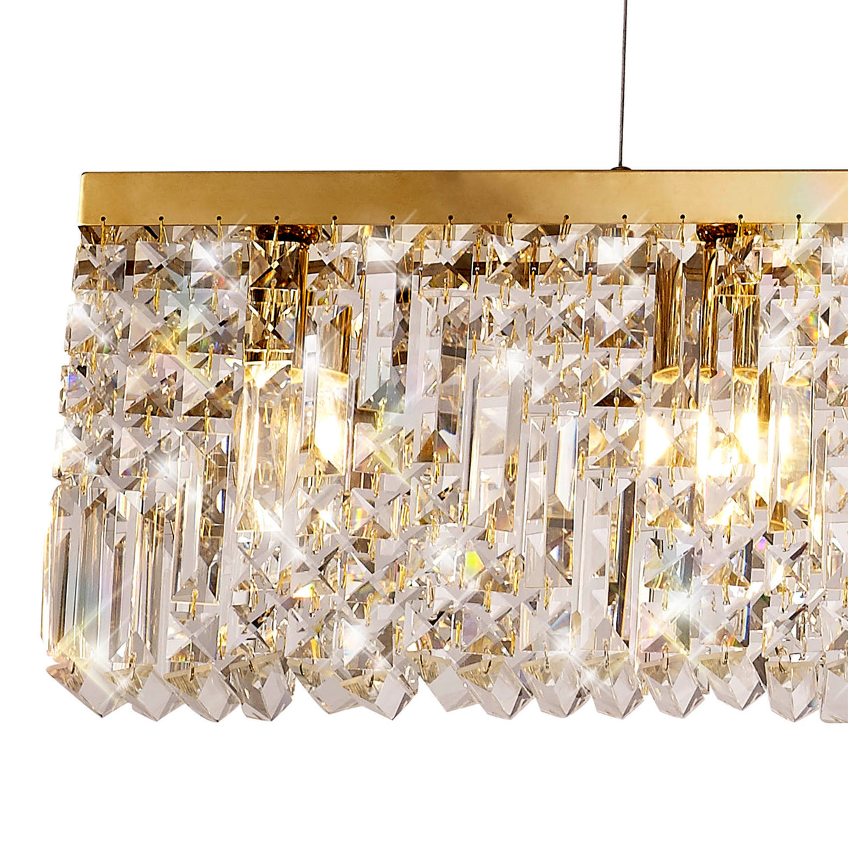 ZOS9187 Zosma Large Linear Pendant 7 Light in a Gold Finish and Clear Crystal