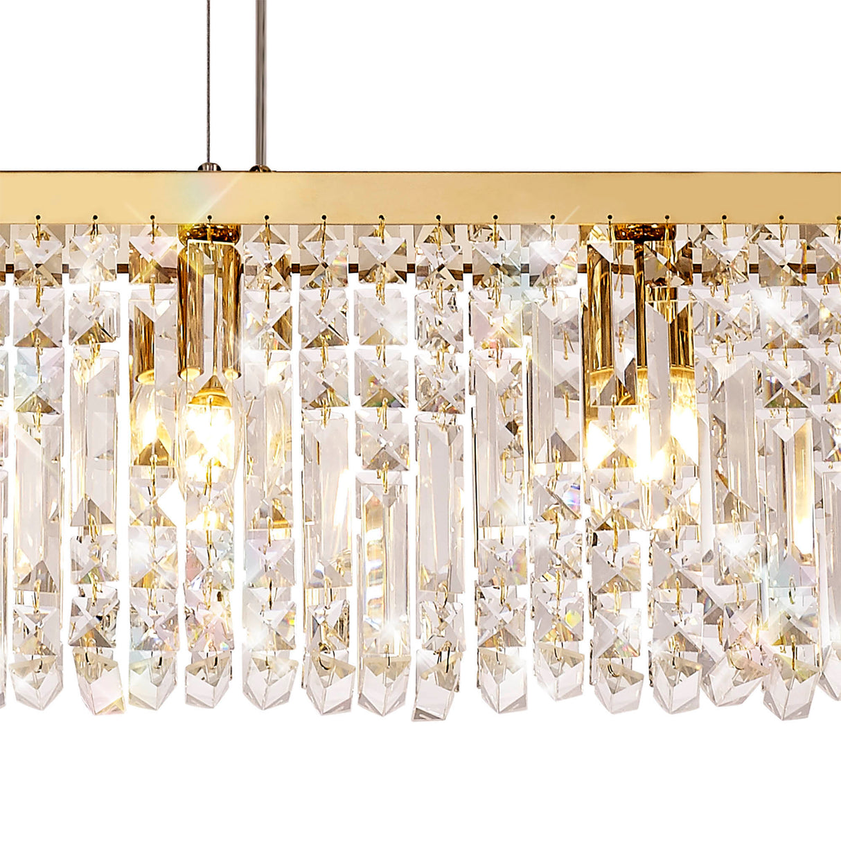 ZOS9187 Zosma Large Linear Pendant 7 Light in a Gold Finish and Clear Crystal