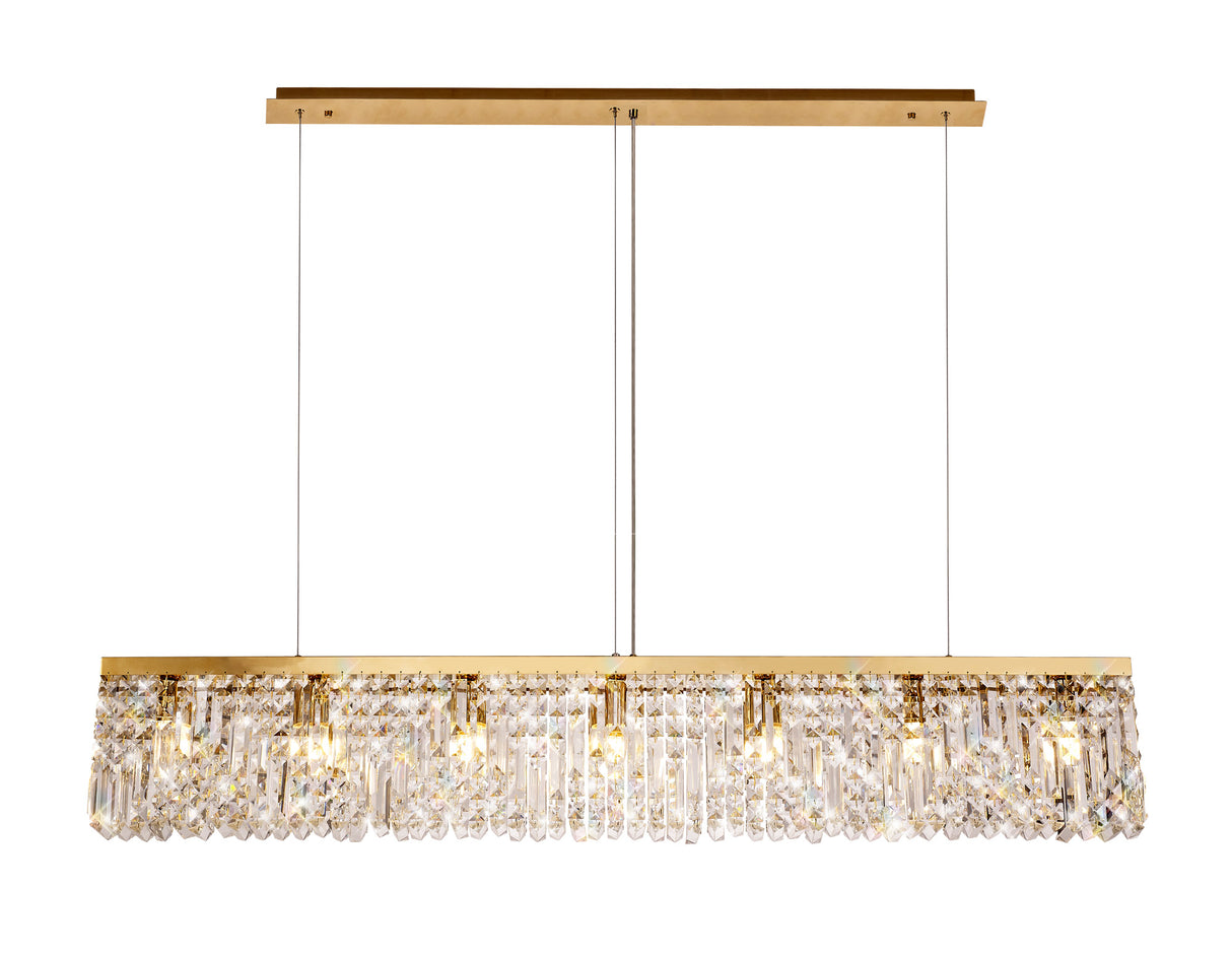 ZOS9187 Zosma Large Linear Pendant 7 Light in a Gold Finish and Clear Crystal